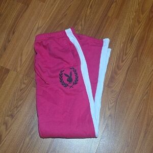 PLAYBOY Womens Fuchsia and White Joggers